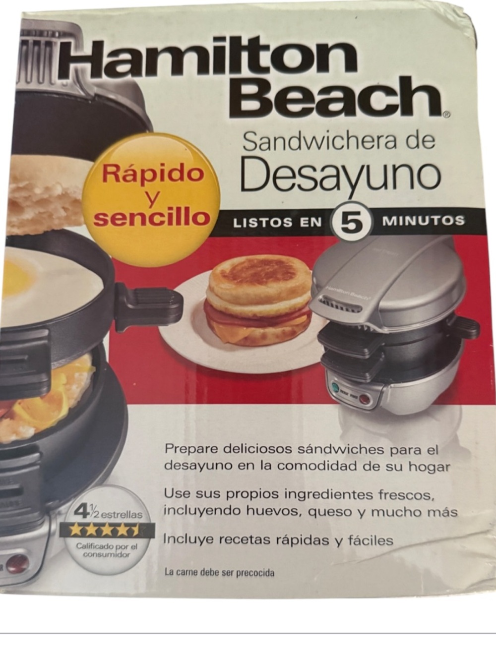 Hamilton Beach Breakfast Sandwich Maker (model 25475),